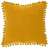 Coussin pompons jaune moutarde 40x40cm - Atmosphera créateur d'intérieur