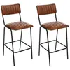 Tabouret de bar en cuir marron cognac Dario - Atmosphera - Style vinta...