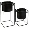 Atmosphera - Lot de 2 Pots noirs avec supports en métal Noir