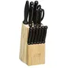Bloc 11 couteaux avec aiguisoir et ciseaux 5Five 151170 Noir et Beige