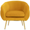 Atmosphera Fauteuil En Velours Ocre Plissé Et Pieds En Métal Doré