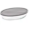 Secret de Gourmet - Plat oval en verre 30 x 21 cm + couvercle Gris