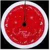 Tapis de sapin rouge motif blanc D90cm en feutrine - Feeric lights & christmas