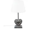 Lampe à poser - ATMOSPHERA - Coeur - Bois MDF - Abat-jour en lin - H 49 cm