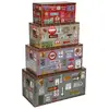 Lot de 4 Malles Canvas City - Atmosphera - Vintage - Noir - Aspect boi...