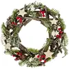 Couronne de Noël branchage étoilé et enneigé 30 cm