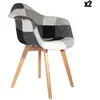AC-Déco Fauteuil Scandinave Patchwork motif gris
