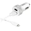 Port Designs Car Charger 2x USB + Lightning Cable