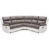 VENTE-UNIQUE Canapé d'angle relax gris et blanc en microfibre et simili TOLZANO