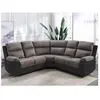 VENTE-UNIQUE Canapé d'angle relax gris et noir en microfibre et simili TOLZANO
