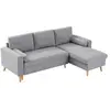 VENTE-UNIQUE Canapé d'angle convertible et réversible en tissu gris clair avec coffre de rangement KORI