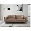 VENTE-UNIQUE Canapé 3 places en cuir marron et passepoil beige BATUCO