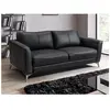 VENTE-UNIQUE Canapé 3 places en cuir noir et passepoil gris BATUCO