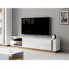 VENTE-UNIQUE Meuble TV MURARI - 2 portes et 2 niches - Avec LEDs - Blanc brillant et chêne
