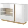 VENTE-UNIQUE Buffet MURARI - 3 portes - Avec LEDs - Blanc brillant et chêne