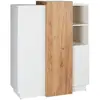 VENTE-UNIQUE Buffet haut FRANCOLI - 3 portes et 2 niches - Blanc et chêne
