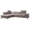 Grand canapé dangle gauche convertible en velours taupe SEPINA