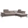 Grand canapé dangle droit convertible en velours taupe SEPINA