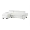 VENTE-UNIQUE Canapé d'angle convertible en cuir JONOVA - Blanc - Angle gauche - 3 places - Coffre de rangement