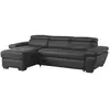 VENTE-UNIQUE Canapé d'angle convertible en cuir JONOVA - Anthracite - Angle gauche