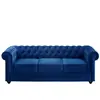 VENTE-UNIQUE Canapé 3 places CHESTERFIELD - Velours bleu roi - Style classique intemporel - Confort moelleux