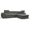 VENTE-UNIQUE Canapé d'angle convertible en tissu avec coffre de rangement FABIEN - Anthracite - Angle droit