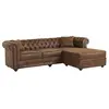 VENTE-UNIQUE Canapé d'angle chesterfield réversible TOLEDO en microfibre vieillie - Marron