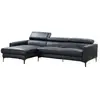 VENTE-UNIQUE Canapé d'angle en cuir de buffle FLORENCE - Noir - Angle gauche - 4 places - Fixe - Contemporain - Design