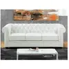 VENTE-UNIQUE Canapé 3 places en simili Chesterfield - Blanc - Style classique intemporel - Confort moelleux