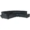 VENTE-UNIQUE Canapé d'angle en cuir NAHIA - Noir - Angle droit - Contemporain - Moelleux - Table basse intégrée