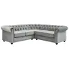VENTE-UNIQUE Canapé d'angle en velours - CHESTERFIELD - Gris - Réversible - 4 places