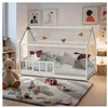LEQUAIDESAFFAIRES Lit cabane Kiwi 90x190 + 1 sommier + barrière /Blanc