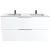 LEQUAIDESAFFAIRES Meuble sous-vasque 2 tiroirs MALAGA 120 cm + vasque / Blanc L
