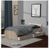 LEQUAIDESAFFAIRES Lit KAPPA 90x190 + 2 tiroirs / Décor Chêne Blanchi