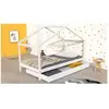 WEBER Lit cabane enfant avec tiroir - Bois pin massif - Blanc - Sommie...
