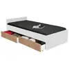 LEQUAIDESAFFAIRES Lit KAPPA 90x190 + 2 tiroirs / Décor Chêne Blanchi et Blanc