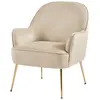 Fauteuil MARCELINO en velours beige avec piètement doré - BAÏTA