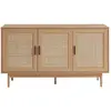 Buffet - BAÏTA - Gamme AMANA - Effet chêne et cannage rotin  - L 133 x P 39,5 x H 75 cm