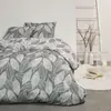 AC-DÉCO Parure De Lit Double En Coton Flanelle Imprimé De Grandes Feuilles - Vert/Beige - 240 X 260 Cm