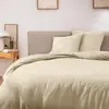 DOUCEUR D'INTÉRIEUR Parure de lit 3 pièces 260 x 240 cm en fils teints lavés unis   Meline Sable (60 fils)