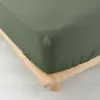 Douceur d'Intérieur Drap housse 2 personnes 160 x 200 cm double gaze coton 57 fils Angelia Kaki
