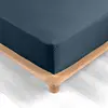 douceur d'intérieur, Drap Housse (140 x 190 cm) Percaline Bleu Nuit, Percale de Coton