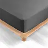 Douceur d'Intérieur Drap housse 140x190 cm - Percale 100% coton - Bonnet 30 cm - Anthracite