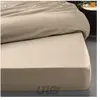 Douceur d'Intérieur Drap Housse Percale - Bonnet 30 Cm - 180x200cm - Marron Claire Naturel.