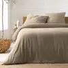 Douceur d'Intérieur Parure de lit 260 x 240 cm double gaze coton uni 57 fils Angelia Sable