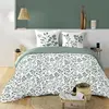 Housse de couette 240 x 220 coton naturel 57 fils MAIWEN Sauge + 2 tai...