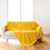 douceur d'intérieur, Plaid (180 x 220 cm) Arya Jaune, Flanelle Relief