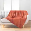 Plaid flanelle 125x150 cm - Relief feuillage - Terracotta