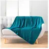 Plaid flanelle 125x150 cm - Relief feuillage - Bleu