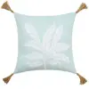 Coussin Hera 40 x 40 cm coton/polyester bleu déhoussable avec pompons